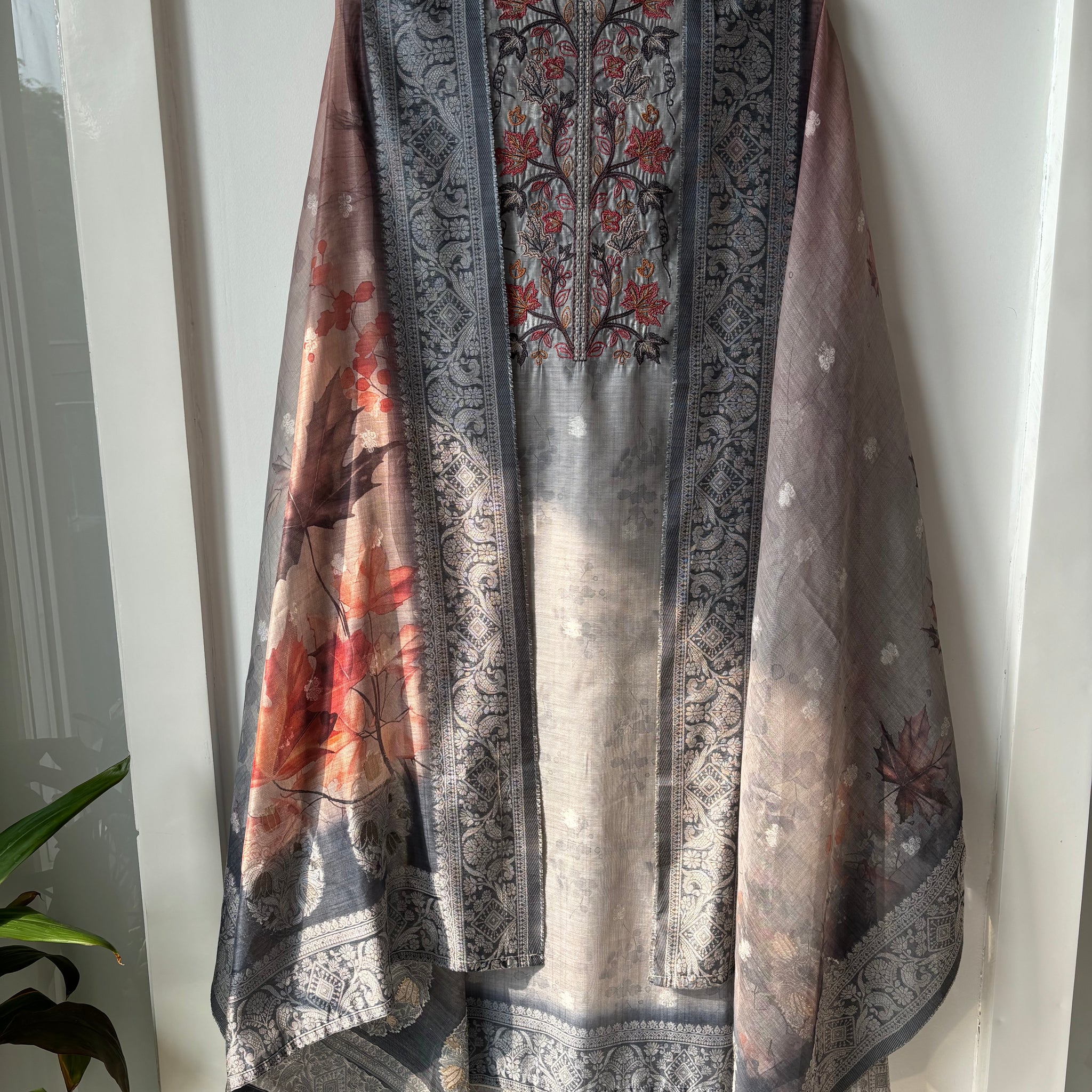 Jamdani Grey Suit