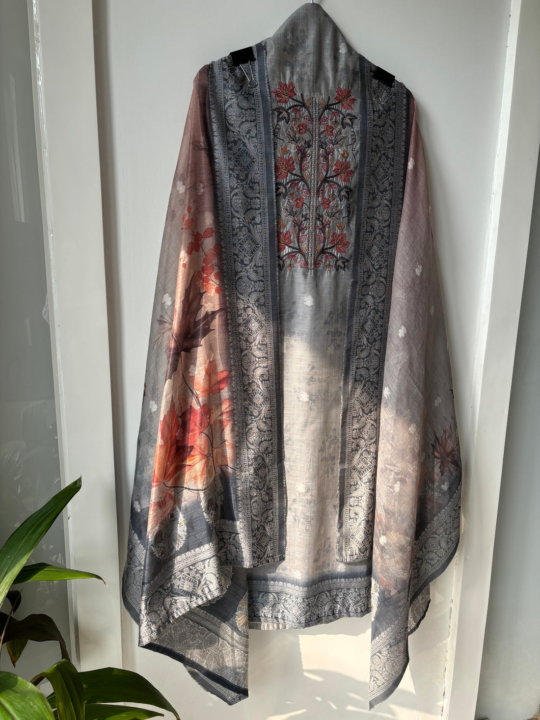 Jamdani Grey Suit