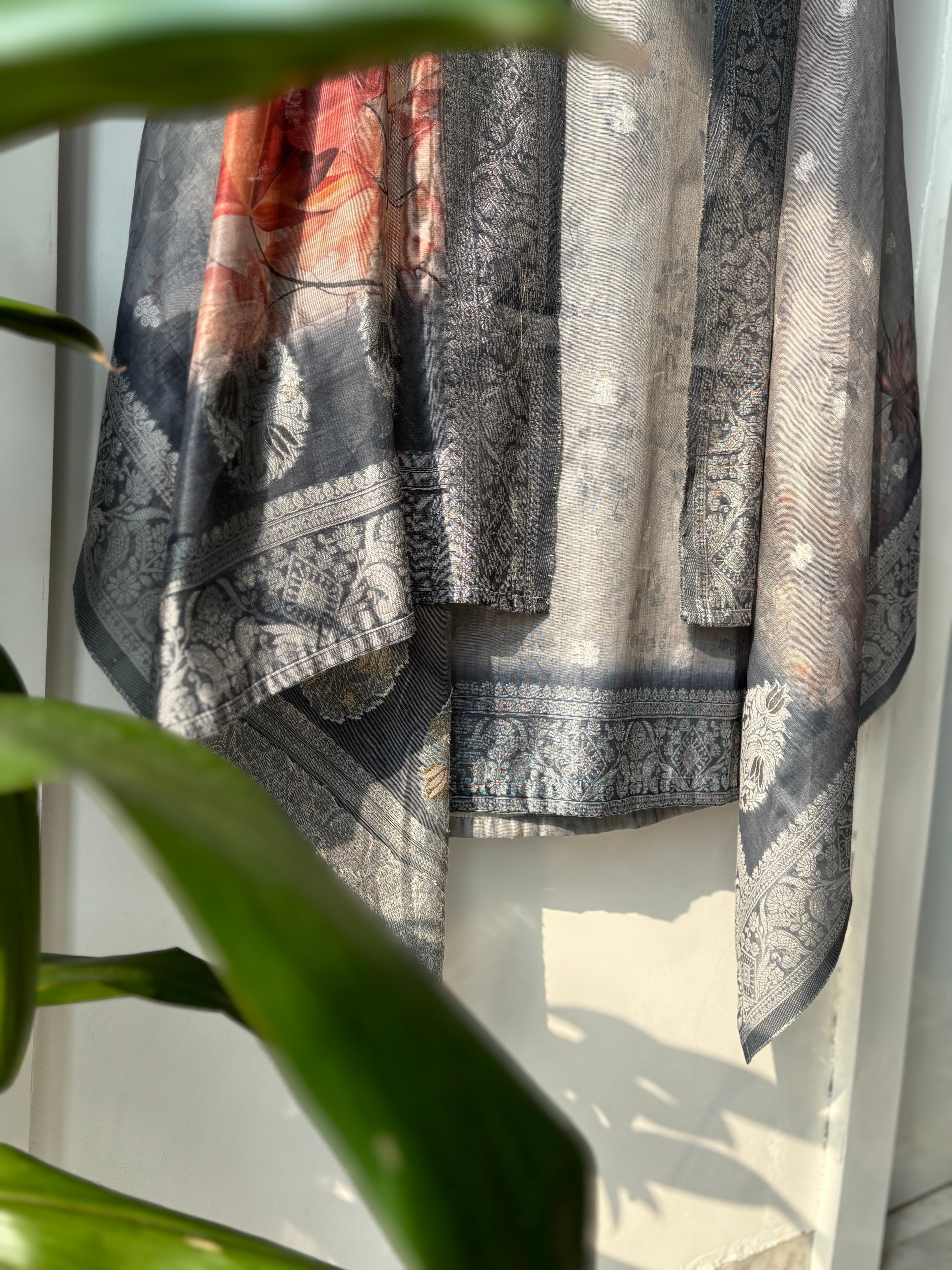 Jamdani Grey Suit